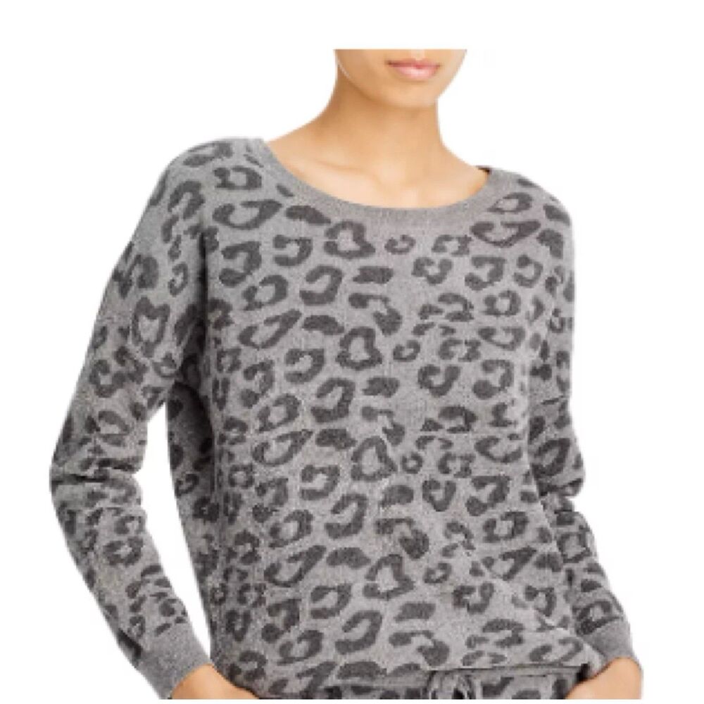 Barefoot Dreams Size Large CozyChic Ultra Lite Leopard Print Gray Drawstring Hem